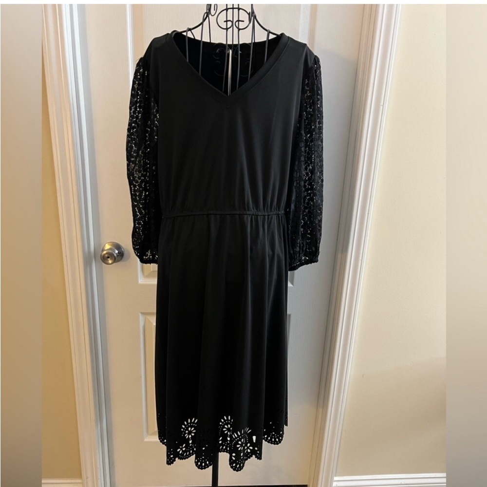 Elegant Black Lace Sleeve Dress